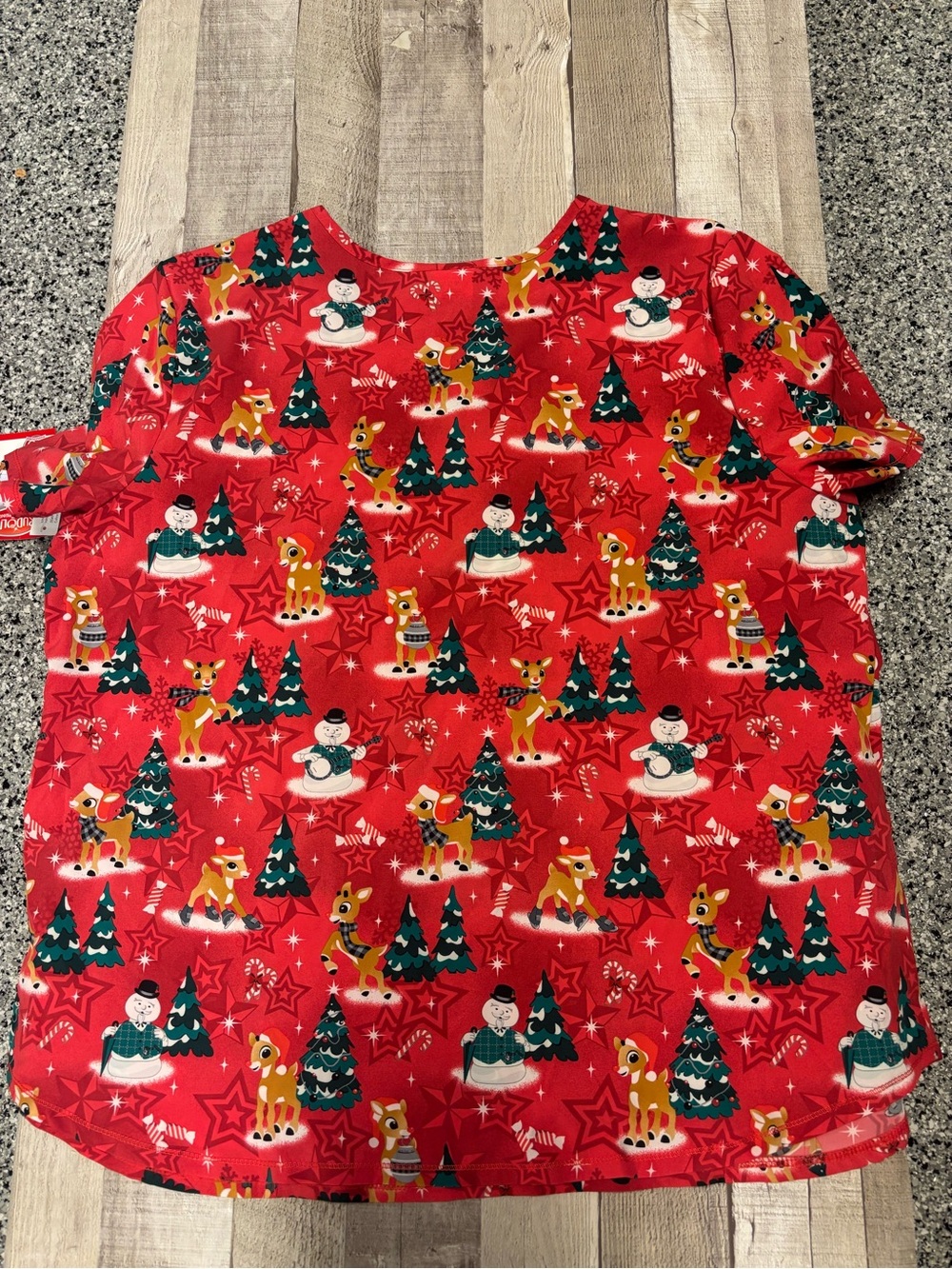 Rudolph the red nose reindeer scrub top - Festive Print